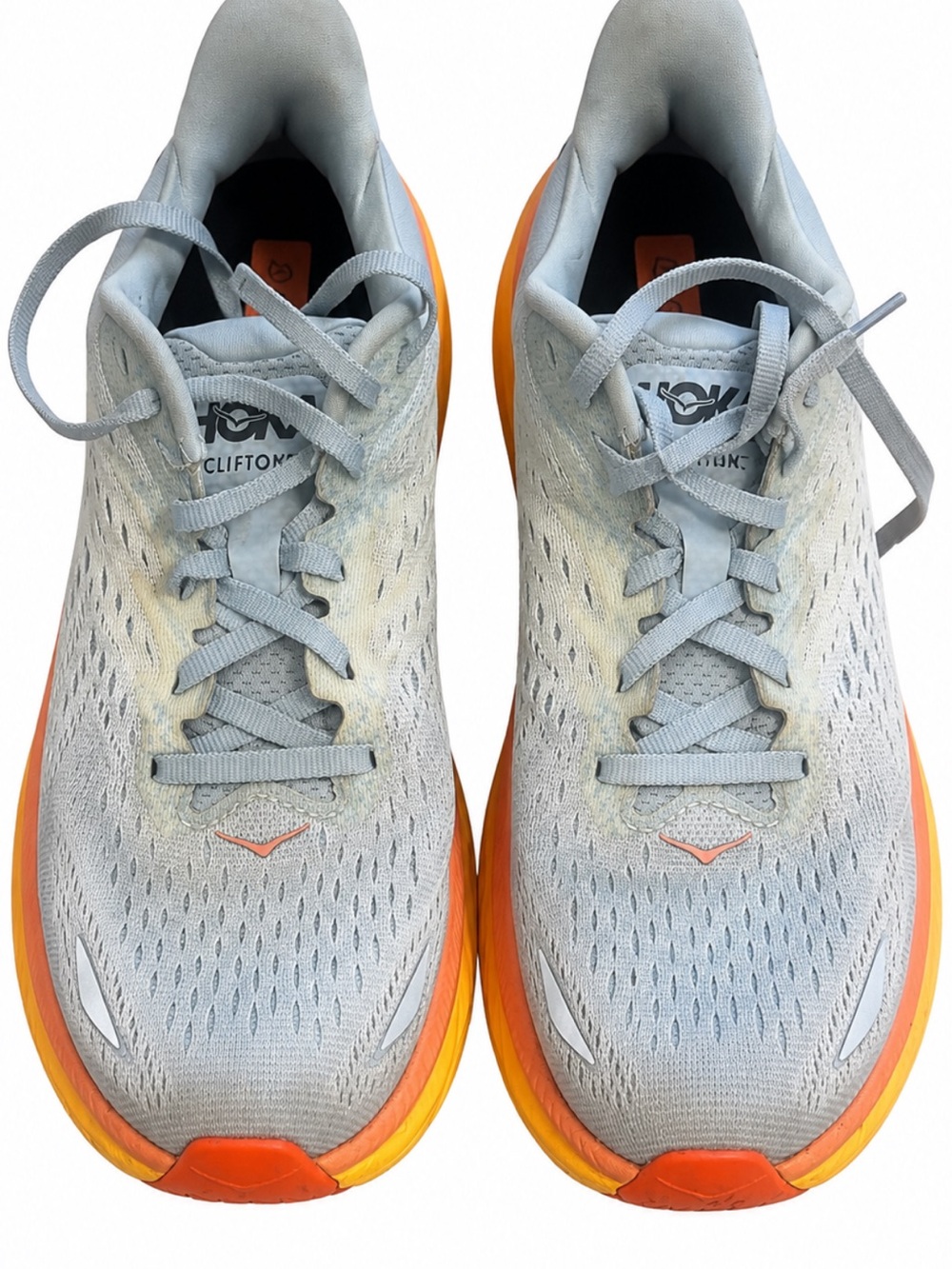 HOKA Clifton 9 Women’s Size 8 Blue Orange Cushioned Running Sneakers